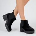 Catrina Platform Ankle Boot In Black Velvet, Black