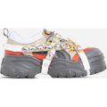 Fever Gem Embellished Trainers In Grey Faux Leather, Grey