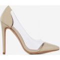 Cici Perspex Court Heel In Nude Patent, Nude