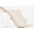 Candy Perspex Wedge Mule In Nude Faux Suede, Nude
