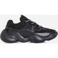 Crayon Chunky Sole Mesh Trainer In Black, Black