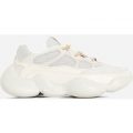 Crayon Chunky Sole Mesh Trainer In White, White