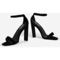 Crown Barely There Thin Block Heel In Black Faux Suede, Black