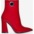 Cuban Cut Out Detail Ankle Boot In Red Patent, Red