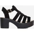 Kerr Platform Sandal In Black Faux Suede, Black