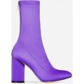 Dale Block Heel Ankle Boot In Purple Lycra, Purple