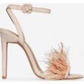 Dalla Oversized Feather Barely There Heel In Nude Faux Suede, Nude