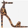 Maci Pointed Barely There Heel In Tan Leopard Print Patent, Brown