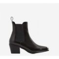 Darcy Toe Cap Western Ankle Boot In Black Patent, Black
