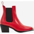 Darcy Toe Cap Western Ankle Boot In Red Patent, Red