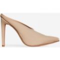 Darla Closed Toe Mule Heel In Nude Lycra, Nude