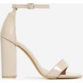 Harper Barely There Block Heel In Nude Patent, Nude