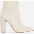 Diana Block Heel Ankle Boot In Nude Faux Suede, Nude