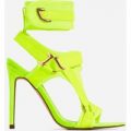 Dive-In Pointed Cage Heel In Lime Green Lycra, Green