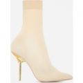 Doll Perspex Ankle Sock Boot In Nude, Nude