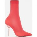 Doll Perspex Ankle Sock Boot In Red, Red