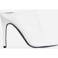 Downtown Peep Toe Mule In White Faux Leather, White