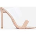Dream Pointed Perspex Mule In Nude Patent, Nude