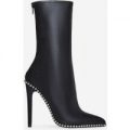 Drome Studded Detail Ankle Boot In Black Faux Leather, Black