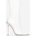 Drome Studded Detail Ankle Boot In White Faux Leather, White