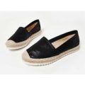 Drum Espadrille In Black Faux Suede, Black