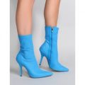 Druwl Pointy Sock Boots Fishnet, Blue