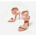 Henley Wrap Around Strap Heel In Pink Faux Leather, Pink
