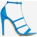Izabel Caged Heel In Blue Faux Suede, Blue