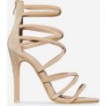 Sawyer Strappy Heel In Nude Faux Suede, Nude