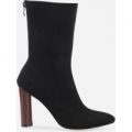 Zina Black High Ankle Boot In Faux Suede, Black