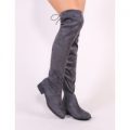Joy Over the Knee Boots Faux Suede, Grey