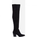 Emanuel Over The Knee Long Boot In Black Faux Suede, Black