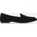 Emily Loafer In Black Faux Suede, Black