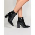 Empire Pointed Toe Ankle Boots Patent, Black