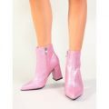 Empire Pointed Toe Ankle Boots Glitter, Pink
