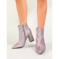 Empire Pointed Toe Ankle Boots Glitter, Silver