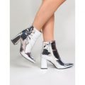 Empire Pointed Toe Ankle Boots Metallic, Silver