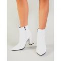 Empire Pointed Toe Ankle Boots, White