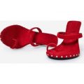 Envy Diamante Detail Toe Strap Mule In Red Faux Suede, Red