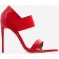 Erika Elasticated Pointed Peep Toe Heel In Red Patent, Red