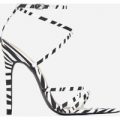 Este Pointed Barely There Heel In Zebra Print Faux Suede, White