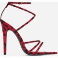 Este Pointed Barely There Heel In Red Leopard Print Faux Suede, Red