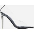 Ethereal Peep Toe Perspex Court Heel In Black Patent, Black