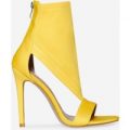 Yuri Cutout Peep Toe Heel In Yellow Lycra, Yellow