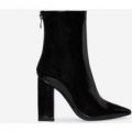 Everly Block Heel Ankle Boot In Black Patent, Black