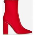 Everly Block Heel Ankle Boot In Red Patent, Red