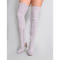 Pernille Over the Knee Boots in Light, Grey