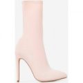 Fiona Pointed Toe Sock Boot In Pink Lycra, Pink