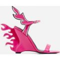 Flame Wedge Heel In Fuchsia Pink Patent, Pink