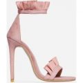 Florence Frill Detail Heel In Blush Faux Suede, Pink